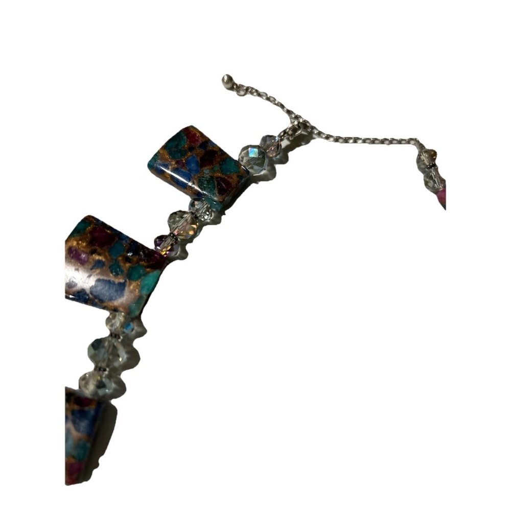 Vintage Donna Dressler Chunky Stone Necklace Silver 925 Clasp Beads - Picture 4 of 10